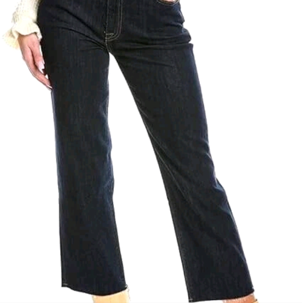 Hudson Noa Mid Rise Straight Raw Hem Crop In Giana Dark Jean Boho Sz 30(32) X25" - Picture 2 of 13